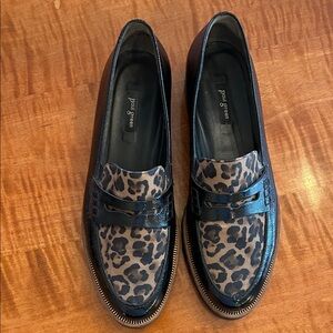 Paul Green Leopard Print Loafers in Black and Brown